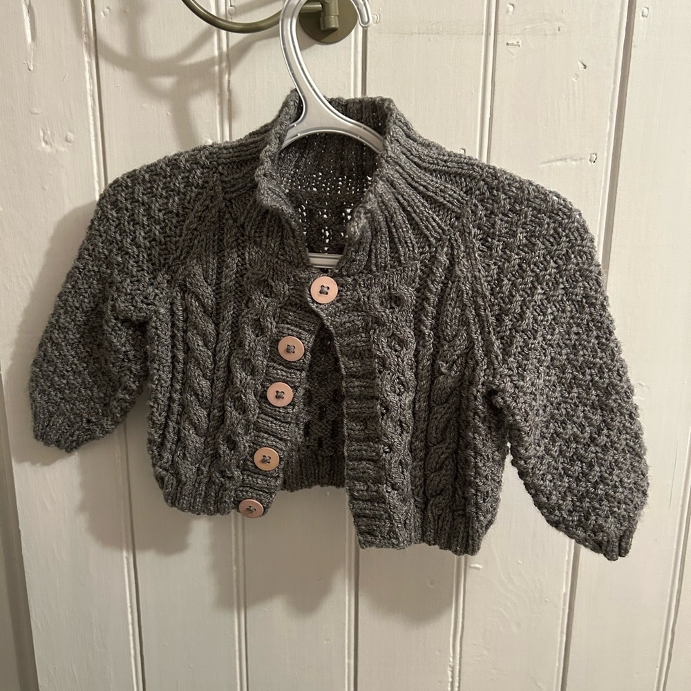 Handmade 6m grey button up cardigan